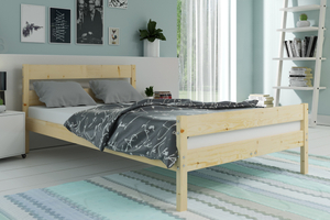 Pat dormitor Orbis 140X200 cu saltea, lemn natural