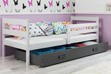 Patul ERYK 90X200 cu sertar, alb/grafit