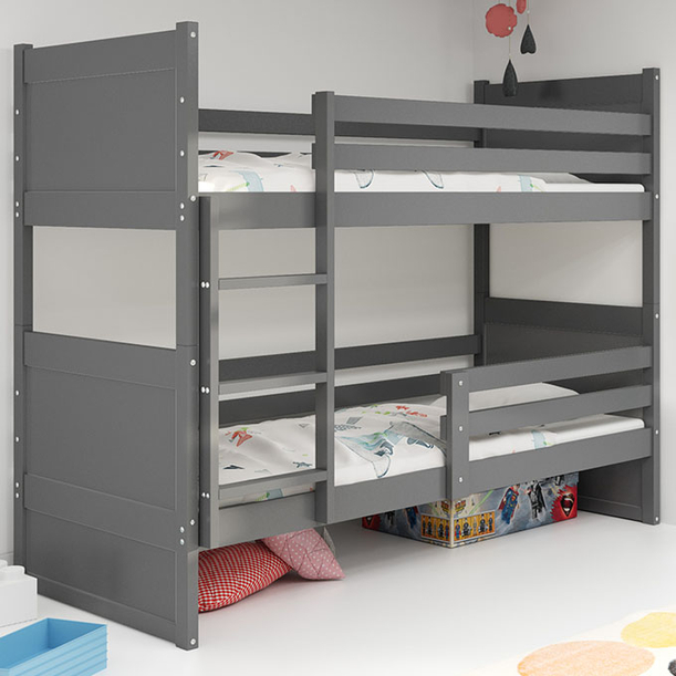 Pat supraetajat pentru tineri RICO 90X200 cu saltea, grafit