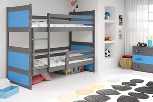 Pat supraetajat pentru tineri RICO 90X200, grafit/albastru