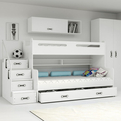 Pat supraetajat pentru tineri MAX 3 120X200 cu sertar, alb