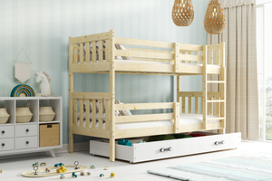 Pat supraetajat junior KACPER 90X190 cu serta, pin/alb