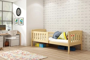 Pat single pentru copii KUBUŚ 80X160 cu saltea, pin