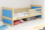 Pat single junior RICO 80X190 cu saltea, pin/albastru