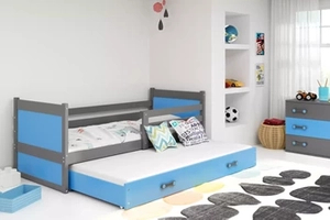 RICO 90X200 pat extensibil pentru tineri cu sertar, grafit/albastru