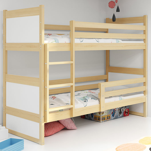 Pat supraetajat pentru tineri RICO 90X200, pin/alb