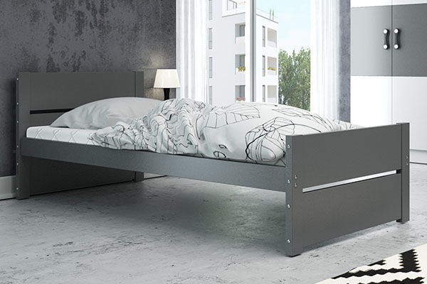 BARTEK pat single pentru tineri 90X200 cu saltea, grafit