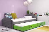 LILI 90X200 pat extensibil pentru tineri cu saltea și sertar, grafit/verde