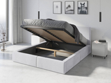 Pat tapițat pentru dormitor HILTON 160X200 cu container, alb