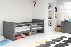 Pat single pentru tineri RICO 90X200 cu saltea, grafit