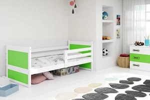 RICO pat single pentru tineri 80X190 cu saltea, alb/verde