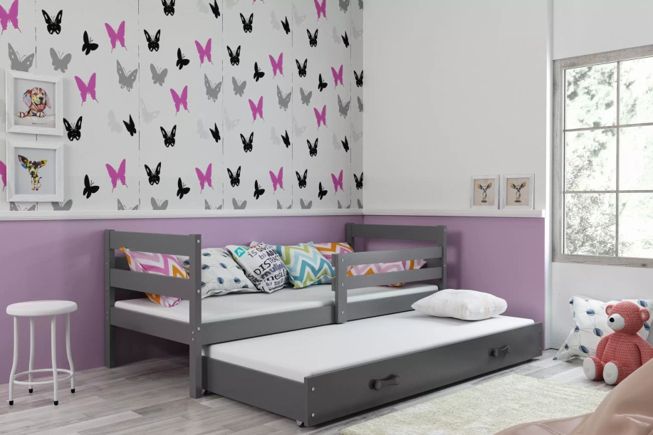 Pat extensibil pentru tineri ERYK 80X190 cu sertar, grafit