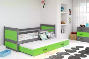 Rico teen pat trundle 90x190 cu sertar, gri/verde