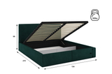 Pat tapițat pentru dormitor HILTON 120X200 cu cutie de depozitare, verde