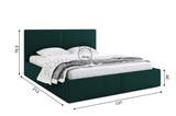 Pat tapițat pentru dormitor HILTON 120X200 cu cutie de depozitare, verde
