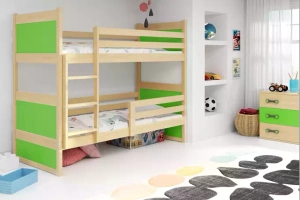 Rico pat supraetajat pentru adolescenți 90x190, pin/verde