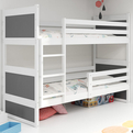 Pat supraetajat pentru tineri RICO 90X200 cu saltea, alb/grafit