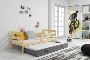 Pat extensibil pentru tineri ERYK 90X200 cu sertar, pin/grafit