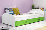 Pat single pentru tineri LILI 90X200 cu saltea și sertar, alb/verde