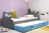 LILI 90X200 pat extensibil pentru tineri cu sertar, grafit/albastru