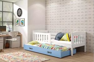 Jacquot 90x190 pat trundle adolescent cu sertar, alb/albastru