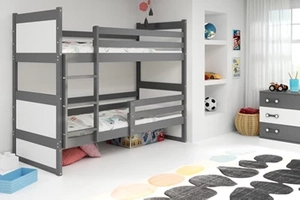 Pat supraetajat pentru tineri RICO 90X200 cu saltea, grafit/alb