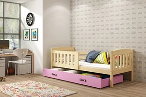 KUBUŚ 80X160 pat single cu sertar, pin/roz