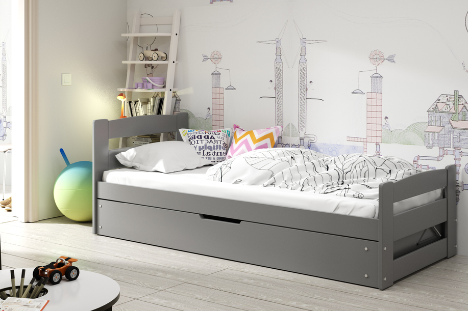 Pat pentru tineri ERNI 90X200 cu cutie de depozitare, grafit