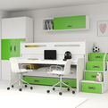 MAX 1 80X200 pat triplu pentru tineri cu saltea și birou, verde