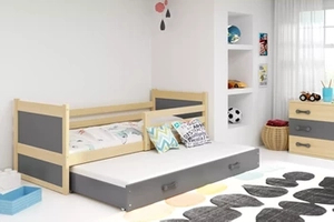 RICO 80X190 pat extensibil pentru tineri cu saltea și sertar, pin/grafit