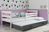 Pat extensibil pentru tineri ERYK 80X190 cu sertar, alb/grafit