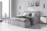 Pat tapițat pentru dormitor HILTON 160X200 cu cutie de depozitare, culoare cenușie