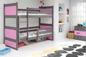 Rico pat supraetajat pentru adolescenți 90x190, gri/roz