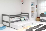 RICO 90X200 pat extensibil pentru tineri cu saltea și sertar, grafit/alb