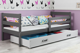 ERYK 80X190 pat single pentru tineri cu saltea și sertar, grafit/alb