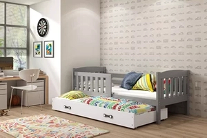 KUBUŚ 90X200 pat de tineret extensibil cu sertar, grafit/alb
