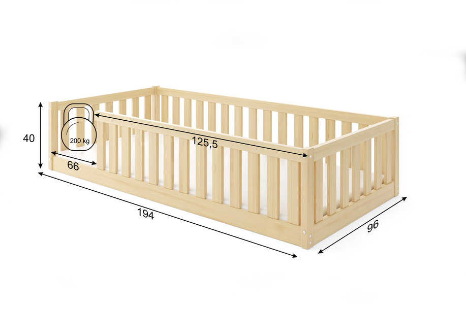 Pat pentru copii cu un etaj 90x190 - pin Bella Sima