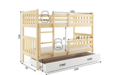 Pat supraetajat junior KACPER 90X200 cu serta, pin/alb