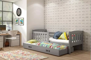 Jacquot 90x190 pat trundle adolescent cu sertar, gri