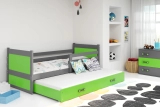 RICO 90X200 pat extensibil pentru tineri cu saltea și sertar, grafit/verde