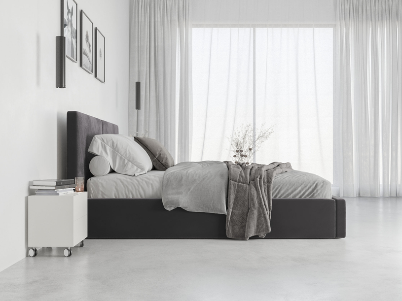 Pat tapițat pentru dormitor HILTON 160X200 cu container, grafit