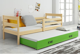 Pat extensibil pentru tineri ERYK 90X200 cu sertar, pin/verde