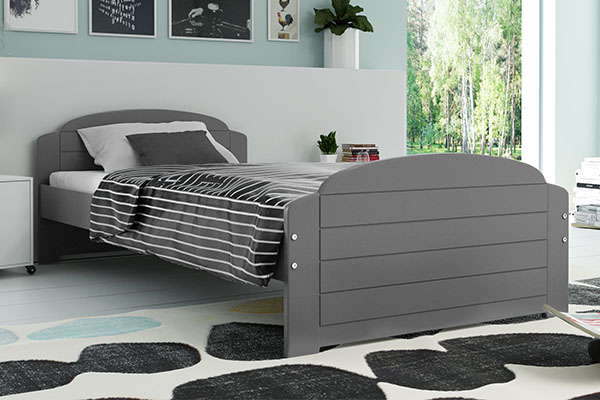 Pat single pentru tineri LILI 90X200 cu saltea, grafit