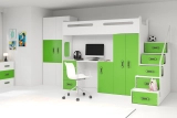 MAX 4 80X200 pat de tineret single cu saltea și birou, verde