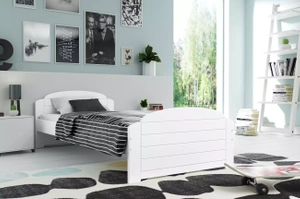 Pat single pentru tineri LILI 90X200 cu saltea, alb