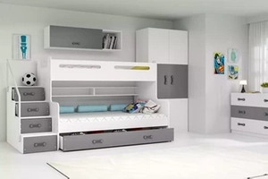 Pat supraetajat pentru tineret MAX 3 120X200 cu sertar, grafit