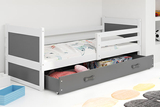 Pat single junior RICO 80X190 cu sertar, alb/grafit