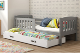 KUBUŚ 90X200 pat de tineret extensibil cu sertar, grafit/alb