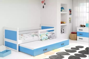 Rico teen pat trundle 90x190 cu sertar, alb/albastru