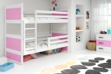 Pat supraetajat pentru tineri RICO 90X200, alb/roz